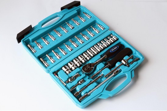 Dopsleutelset met ratel 45-tandig 1/4" 46-delig